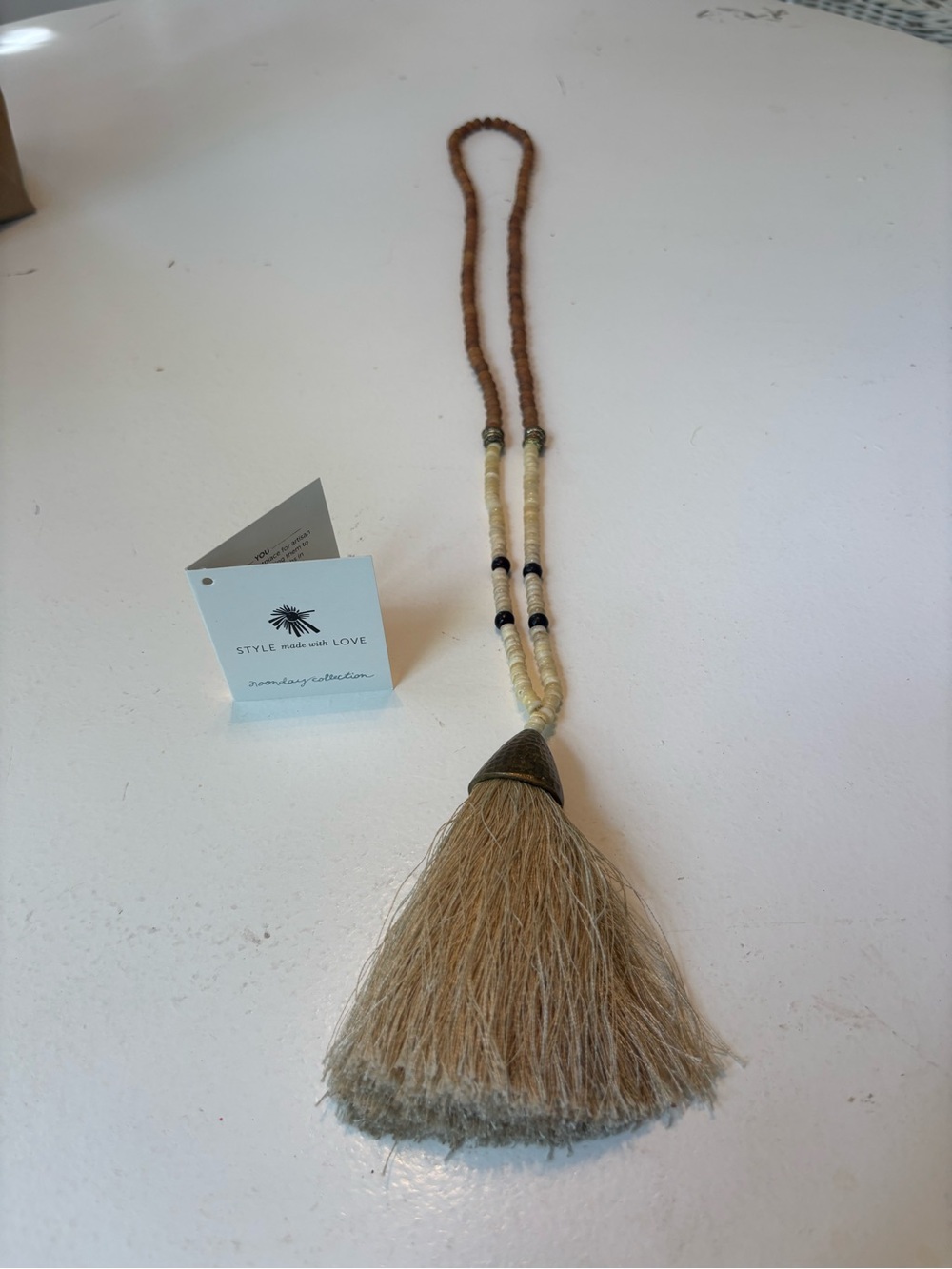 Boho Natural Tassel Pendant Necklace - Neutral